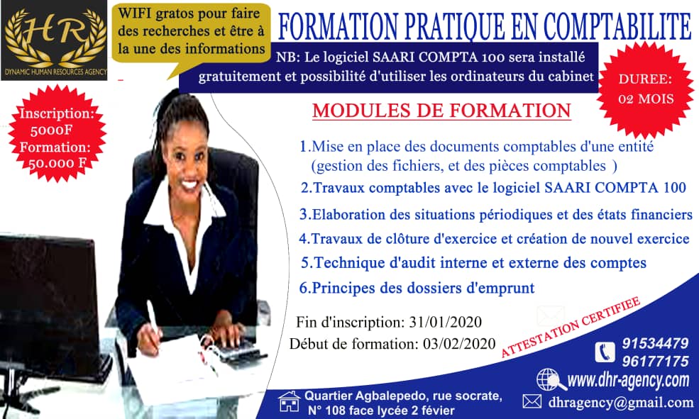 FORMATION PRATIQUE EN COMPTABILITÉ  (1ère  édition de l'année 2020)